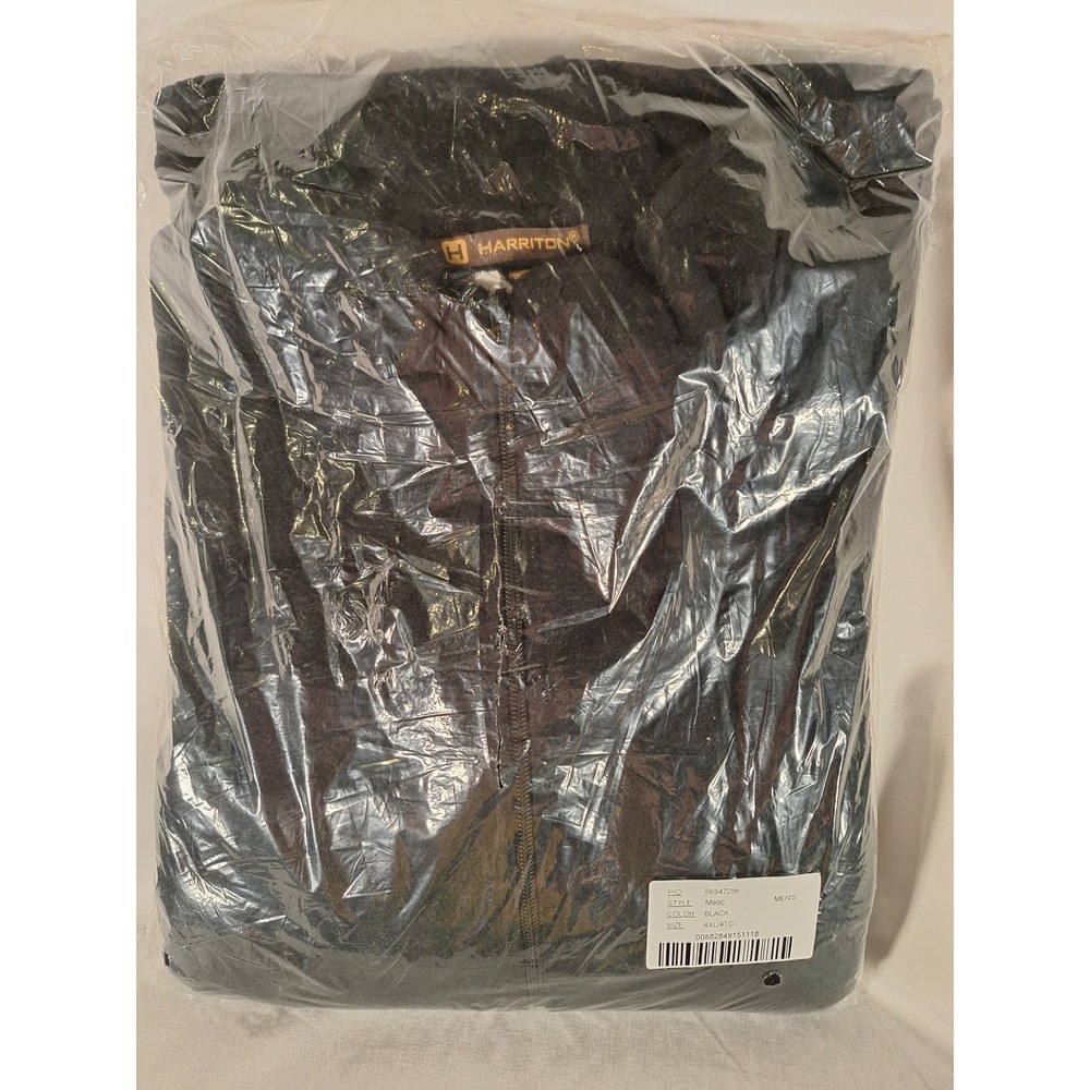 Harriton M990 Mens Full Zip Fleece Jacket Black 4XL New in Bag Heavyweight